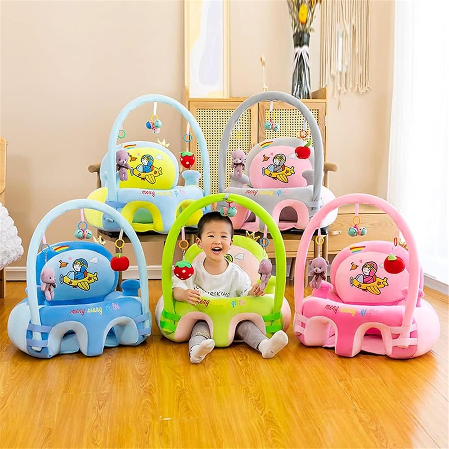 MOTIM Baby Sofa Support Sitting Chair, Floor Seats for Sitting Up Support Seat Sofa, Soft Plush Cartoon Baby Learn Eating Chair, for Infants 0-3 Years with Plush Toys — Photograph 6 of 6