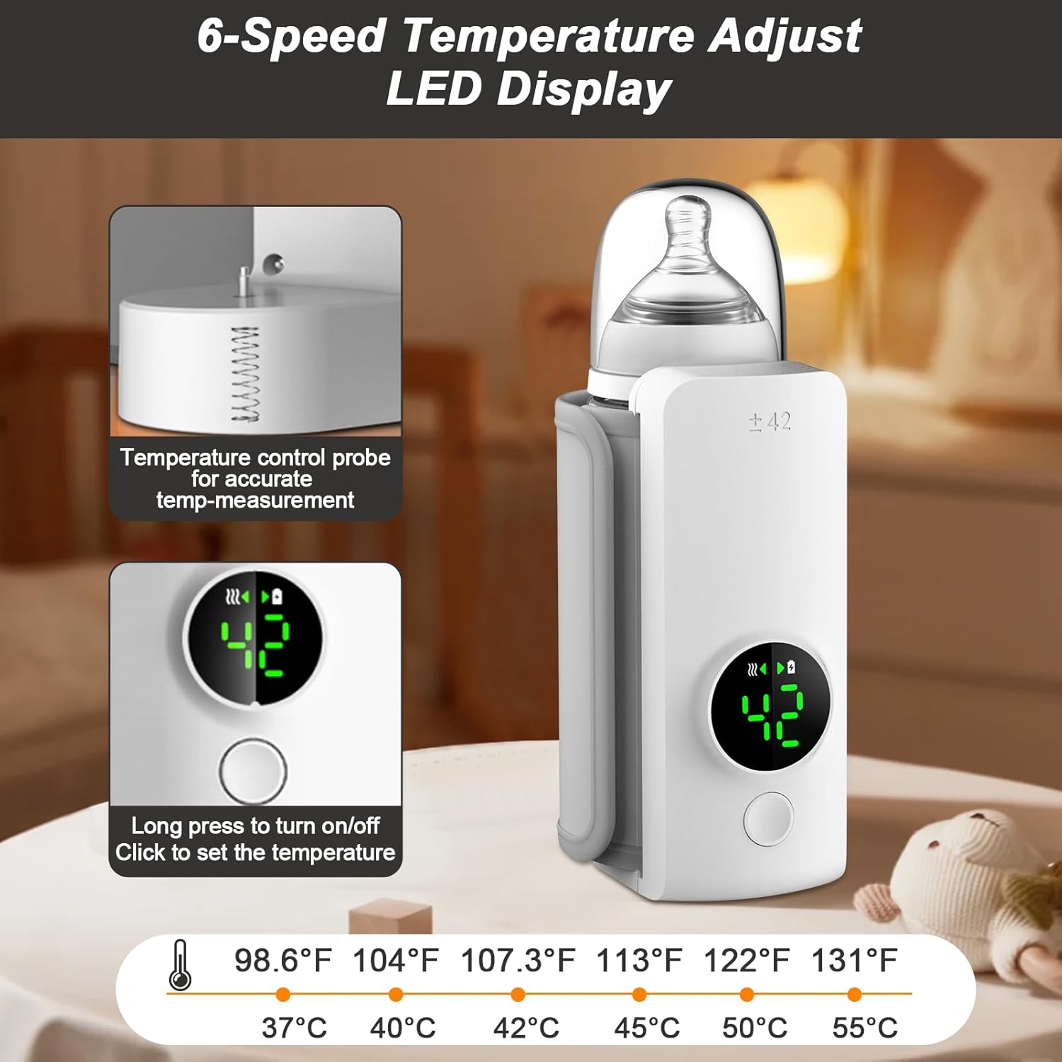 Travel-Friendly,Fast-Heating,Cordless & Rechargable,Baby Bottle Warmer,Comfortable Feeding Bottle Warmer on The Go,Precise Temperature — Photograph 4 of 8