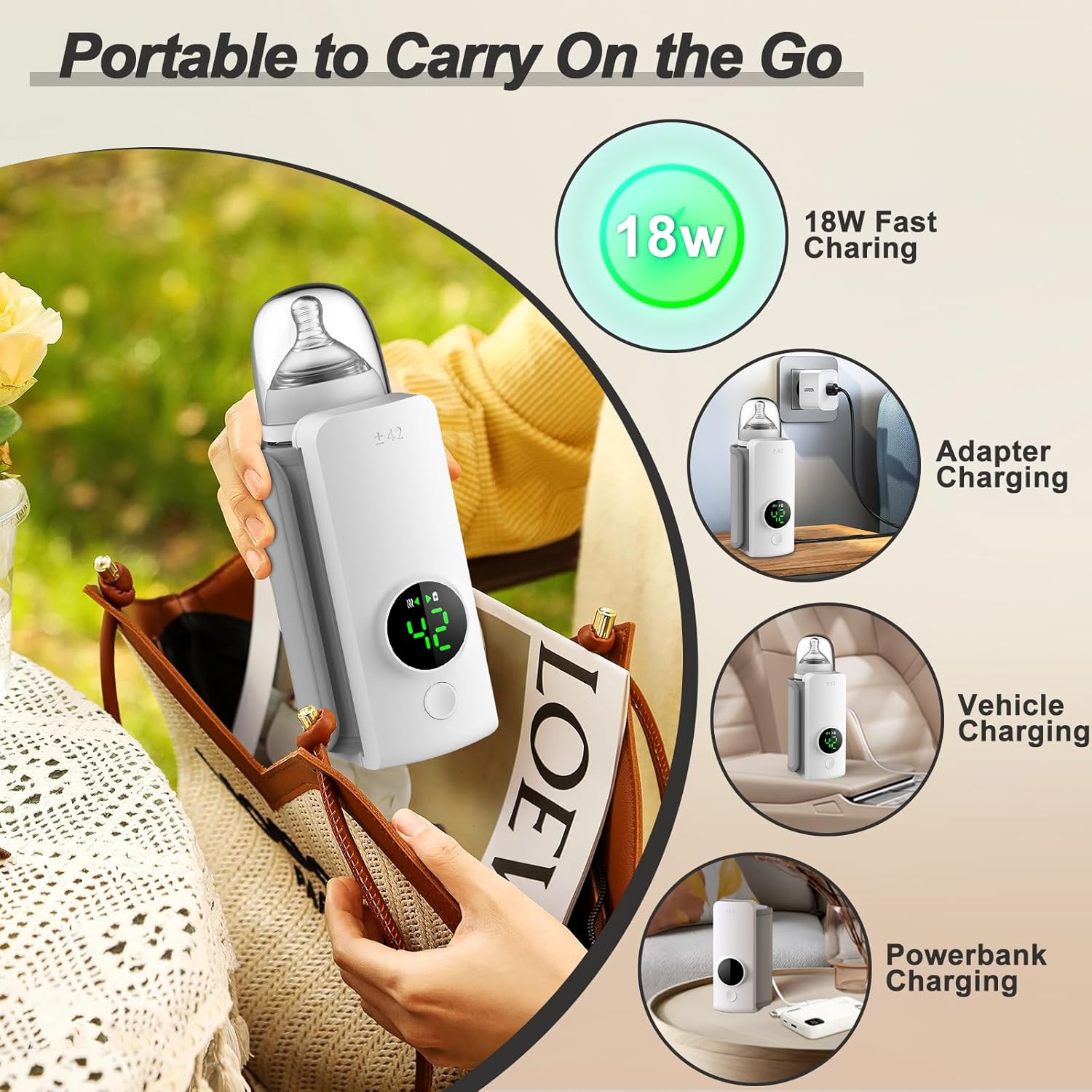 Travel-Friendly,Fast-Heating,Cordless & Rechargable,Baby Bottle Warmer,Comfortable Feeding Bottle Warmer on The Go,Precise Temperature — Photograph 5 of 8