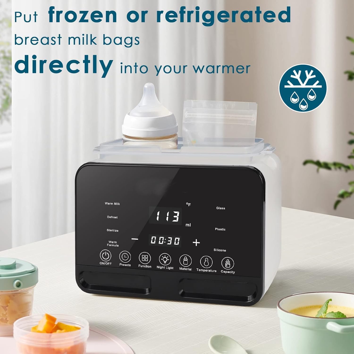 YUMA 9-in-1 Baby Bottle Warmer Milk Bottle Sterilizer with LCD Display, Fast Baby Food Heating & Defrost, BPA-Free, 48H Thermostat,Accurate Temperature Control for Breastmilk or Formula Warmer — Photograph 3 of 7