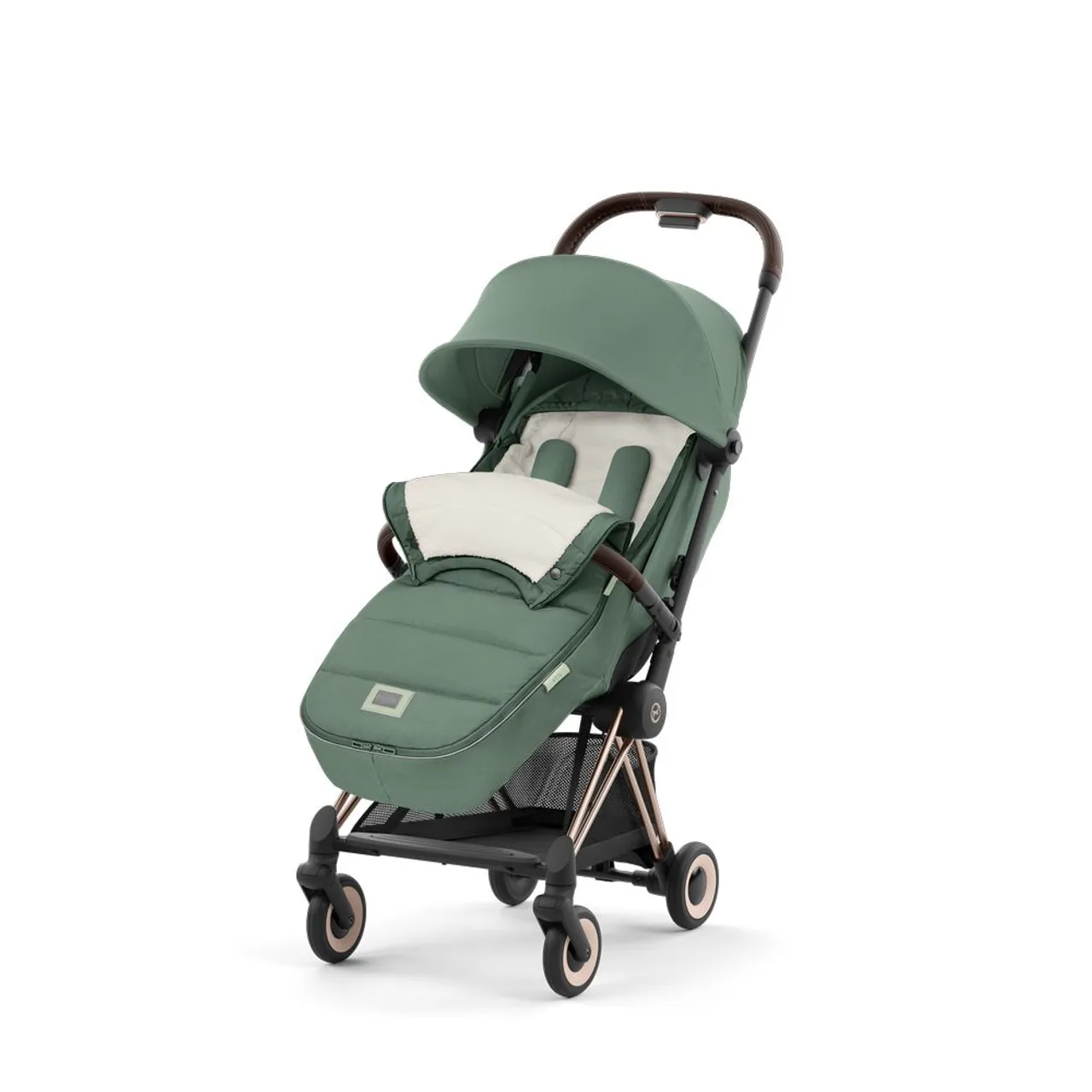 Cybex Coya Ultra-Compact Stroller - Rosegold / Leaf Green — Photograph 2 of 6