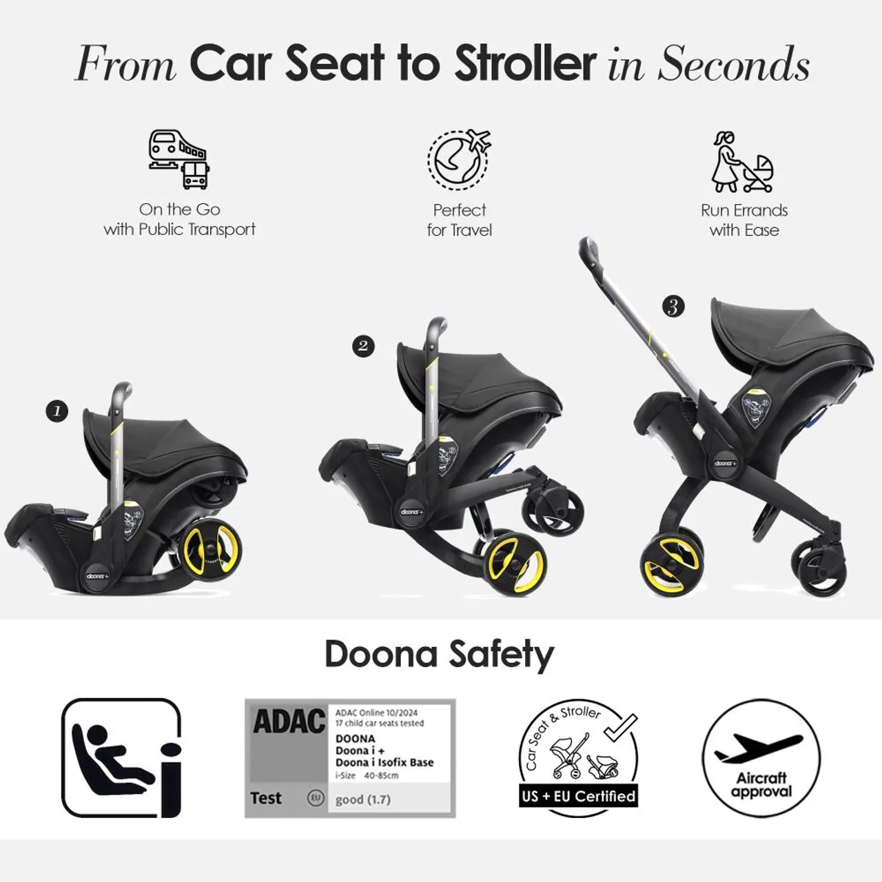 Doona+ Infant Car Seat and Stroller - Black — الصورة 3 من 7
