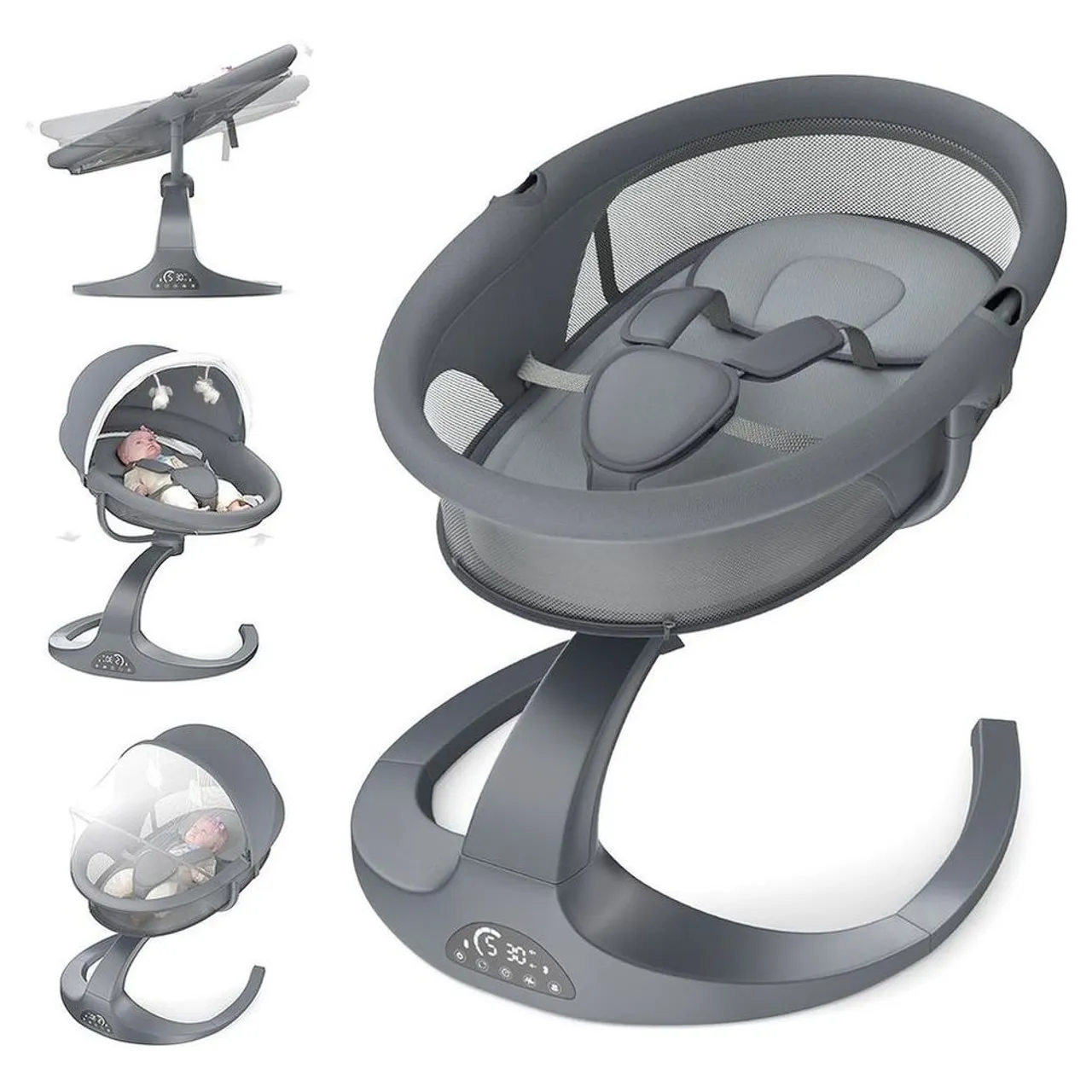 Little Learners - Soothing Baby Swing Chair with Music & Timer - Grey — Photograph 3 of 8