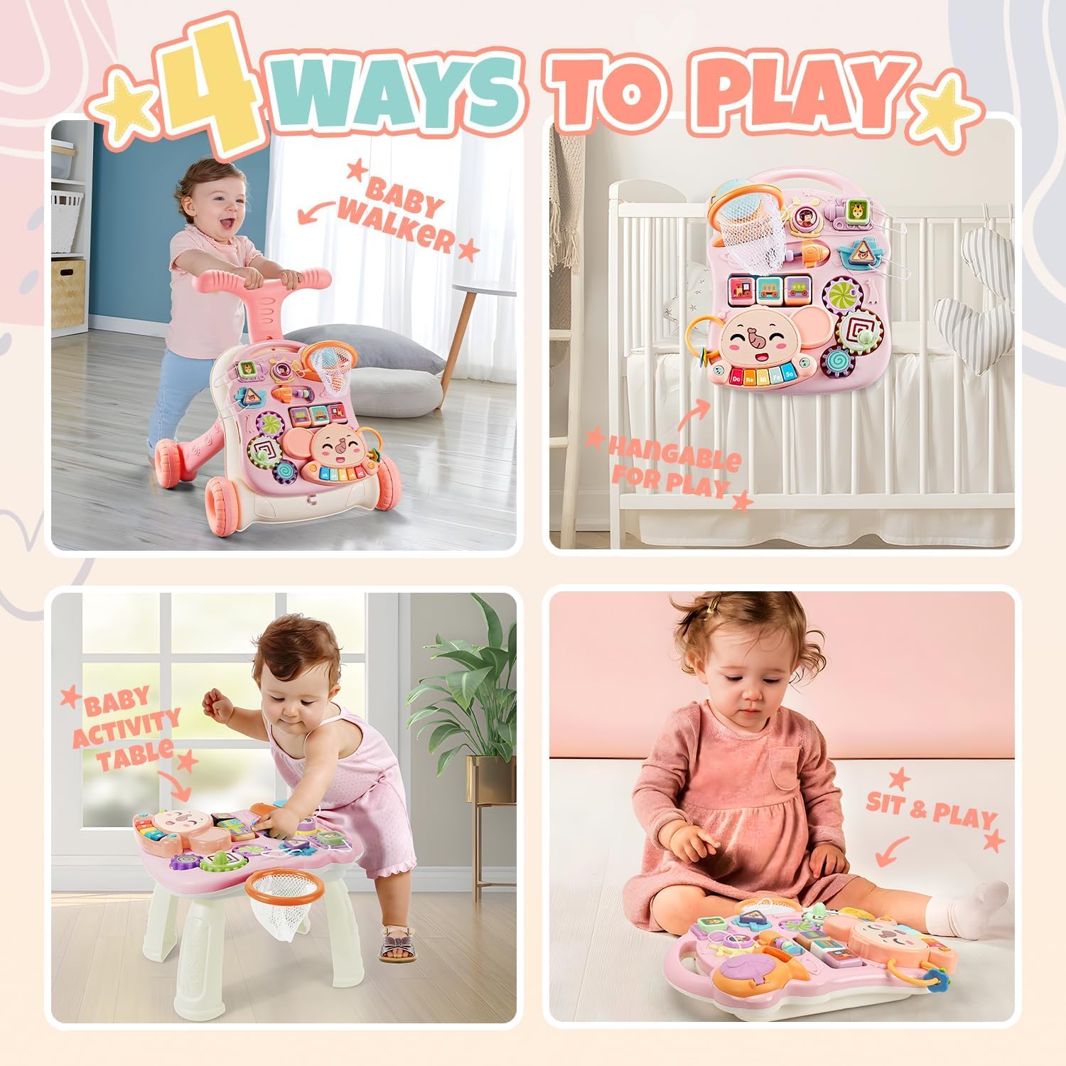 3-in-1 Baby Walker - Pink — الصورة 2 من 7