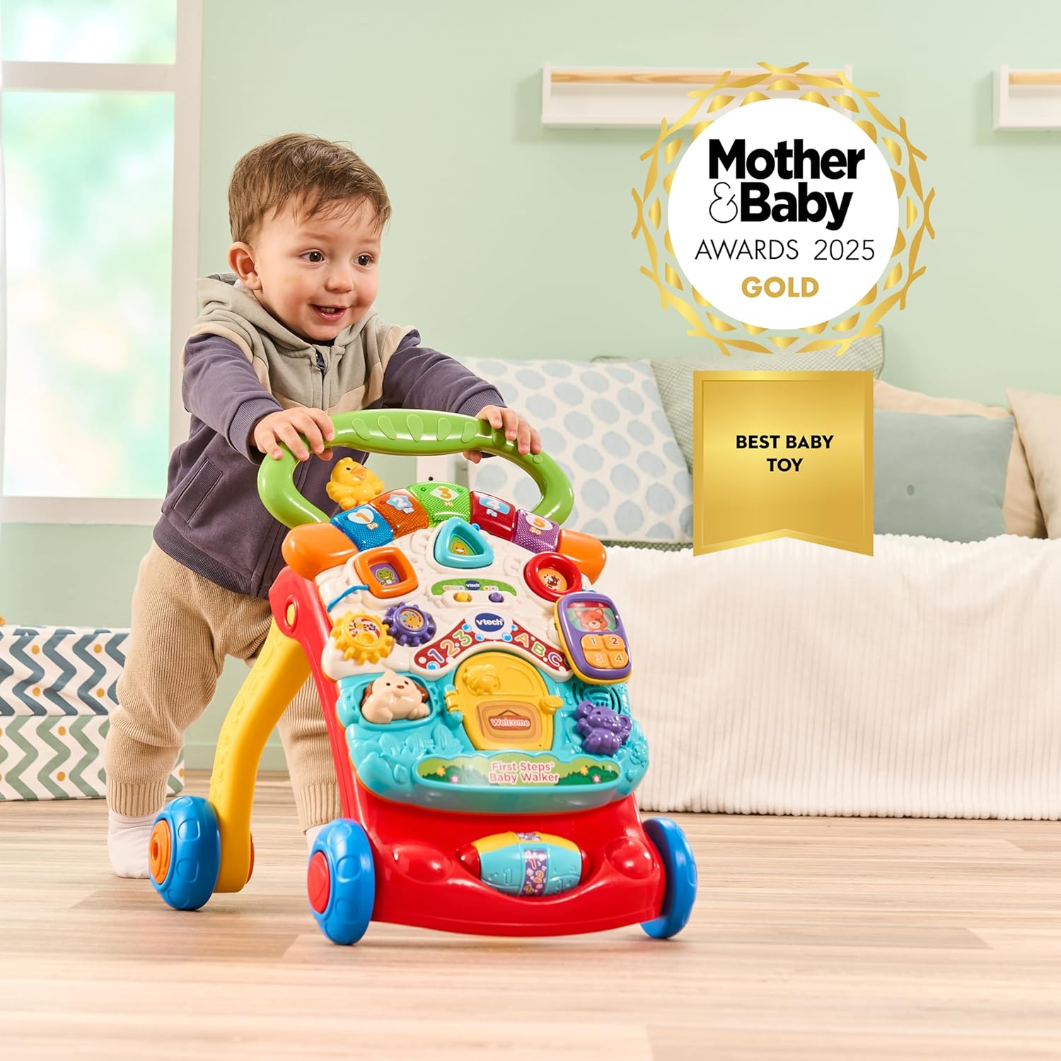 VTech First Steps Baby Walker | Push Along Walker Baby Toy with Shapes, Sounds, Music, Phrases, Pretend Play and More — Photograph 11 of 12