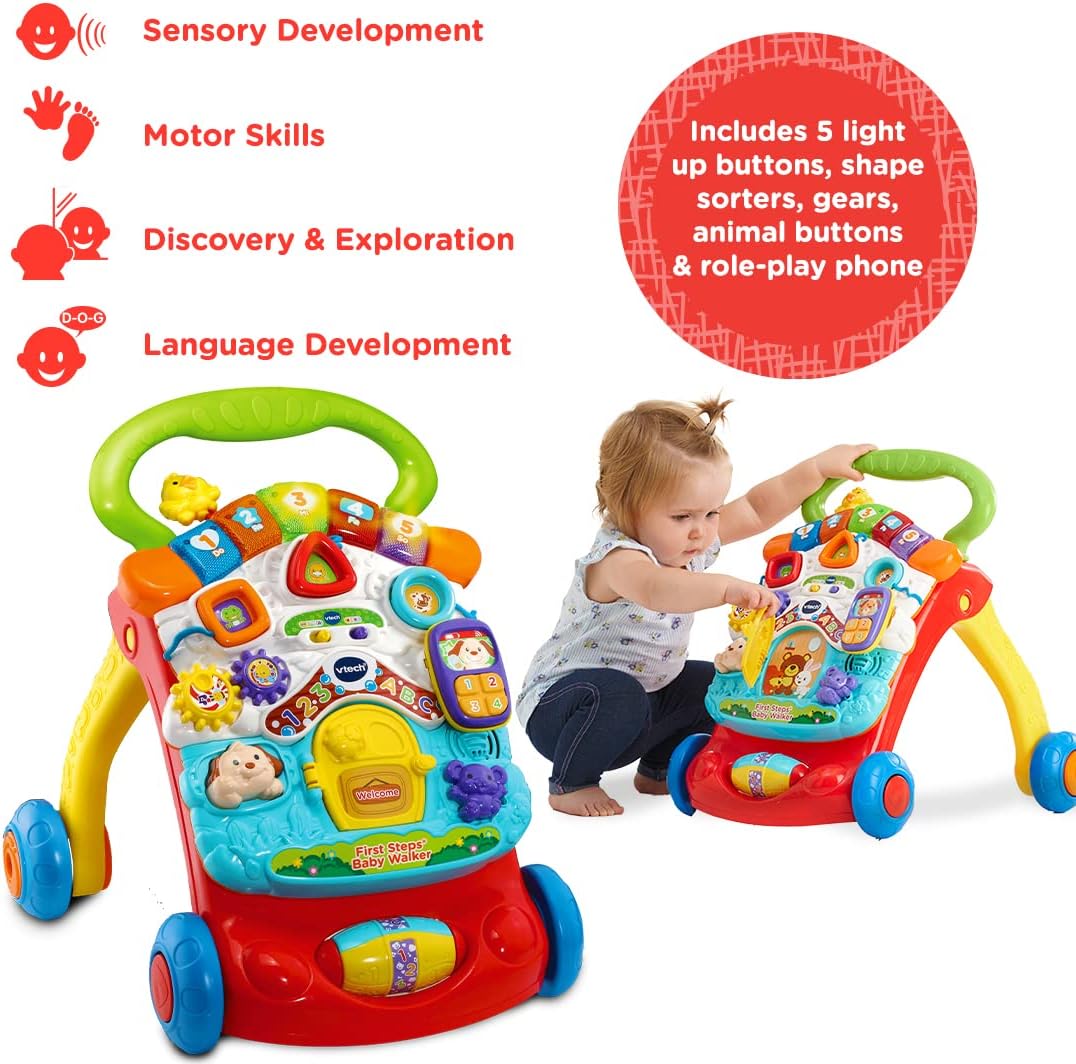 VTech First Steps Baby Walker | Push Along Walker Baby Toy with Shapes, Sounds, Music, Phrases, Pretend Play and More — Photograph 4 of 12