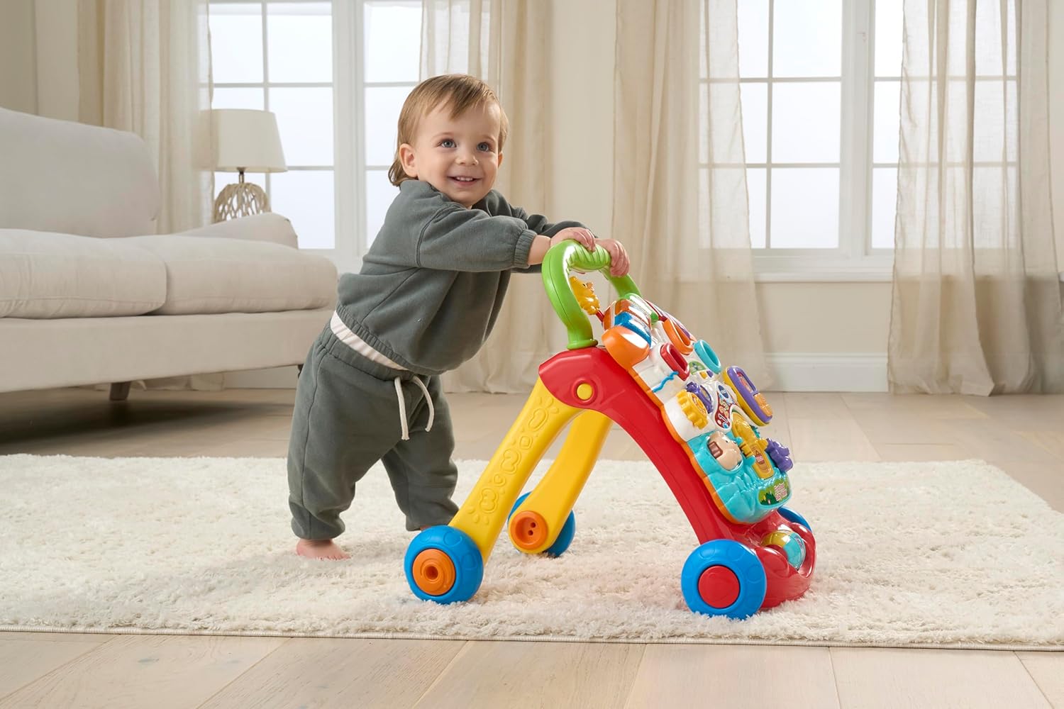 VTech First Steps Baby Walker | Push Along Walker Baby Toy with Shapes, Sounds, Music, Phrases, Pretend Play and More — Photograph 8 of 12